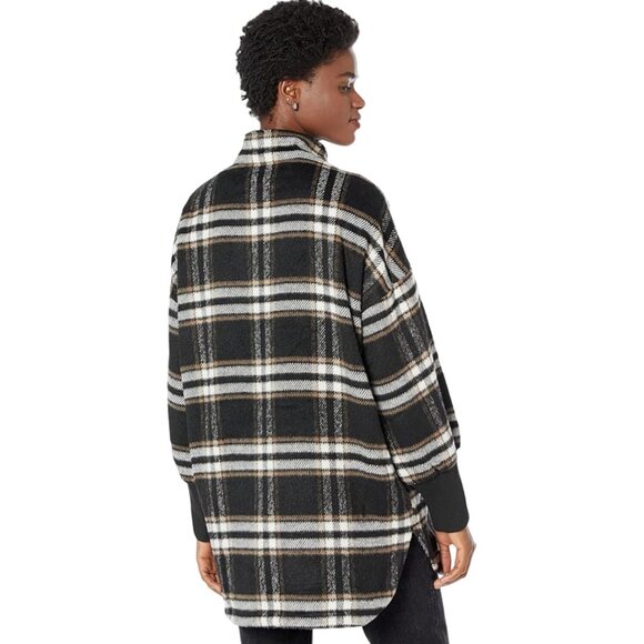 NWT Steve Madden L Plaid Longline Coat With Pockets & Ribbed Cuffs - Picture 2 of 14